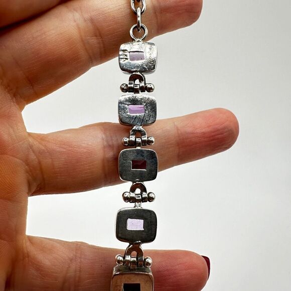 Genuine amethyst, stamped .925 heavy tennis bracelet! - Picture 3 of 9